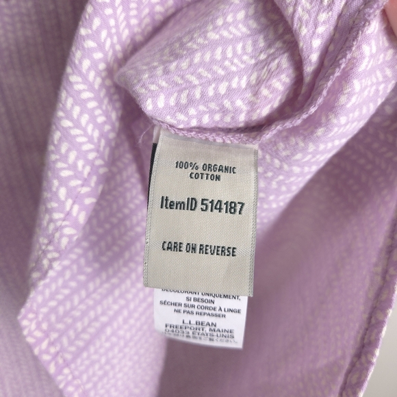 L.L.Bean No Collar‎ Round Neck Organic Cotton Short Sleeve Shirts Blouse M - Picture 5 of 7
